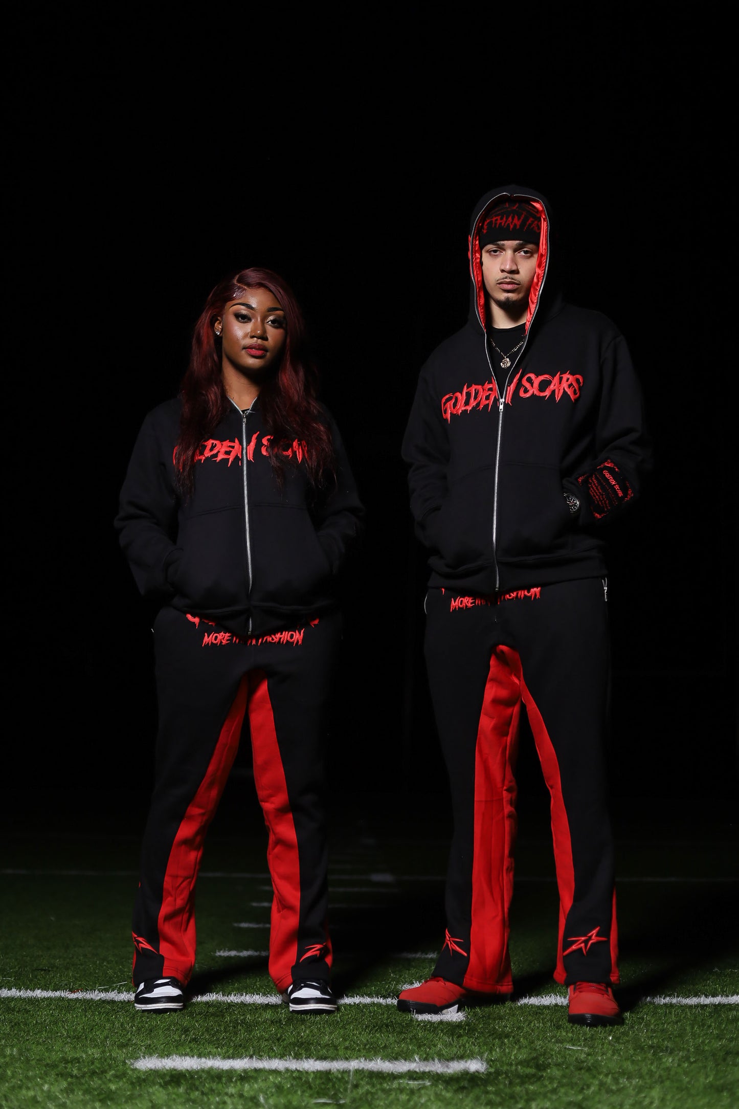 Golden Scars Red and Black Hoodie