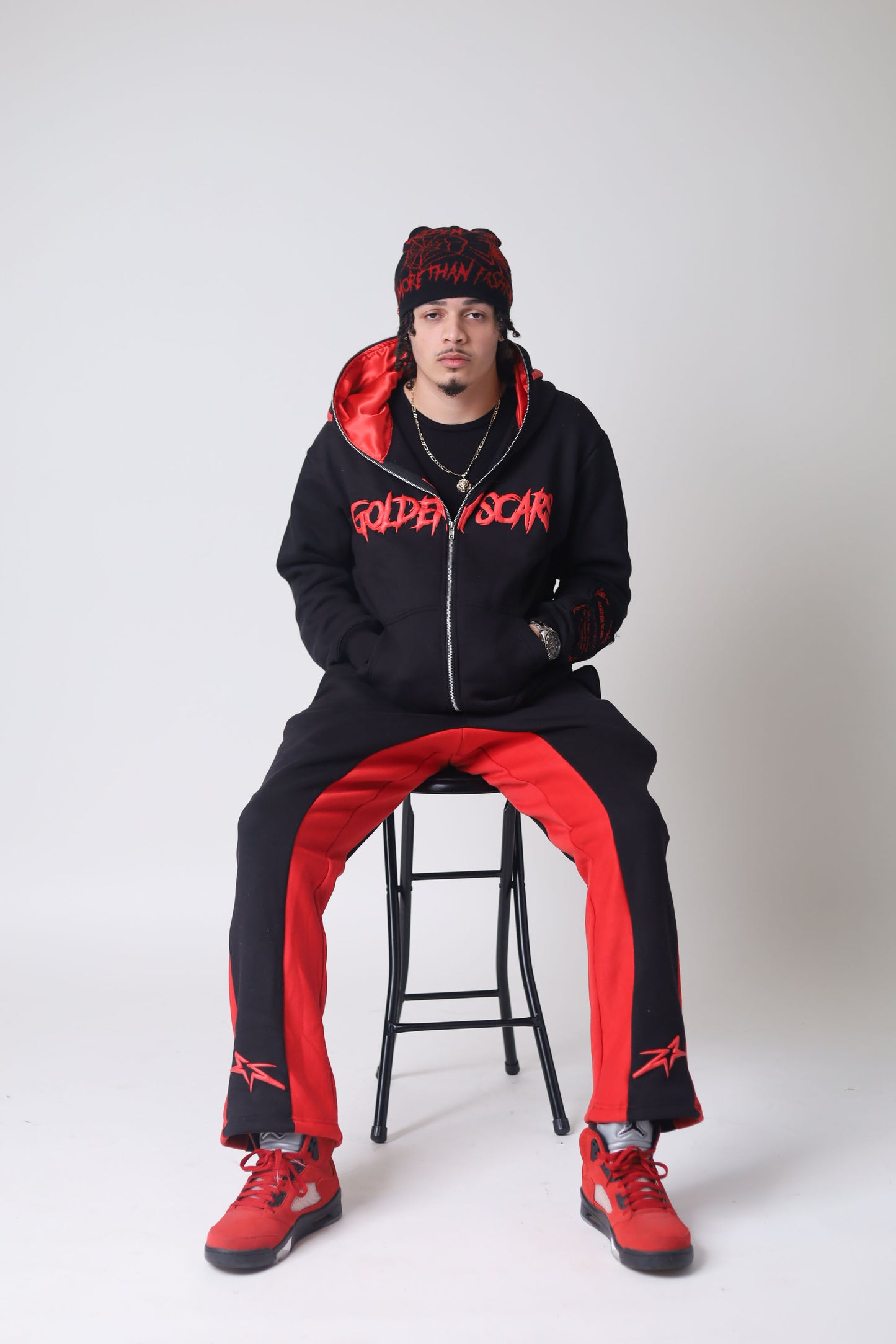 Golden Scars Red and Black Hoodie