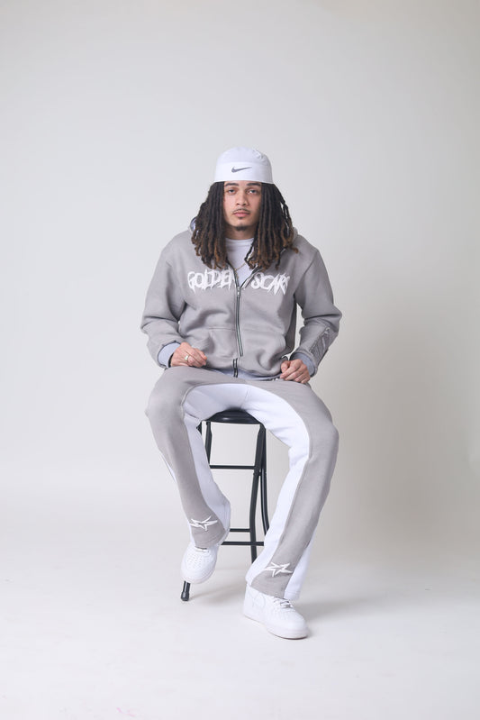 Golden Scars Grey and White Hoodie