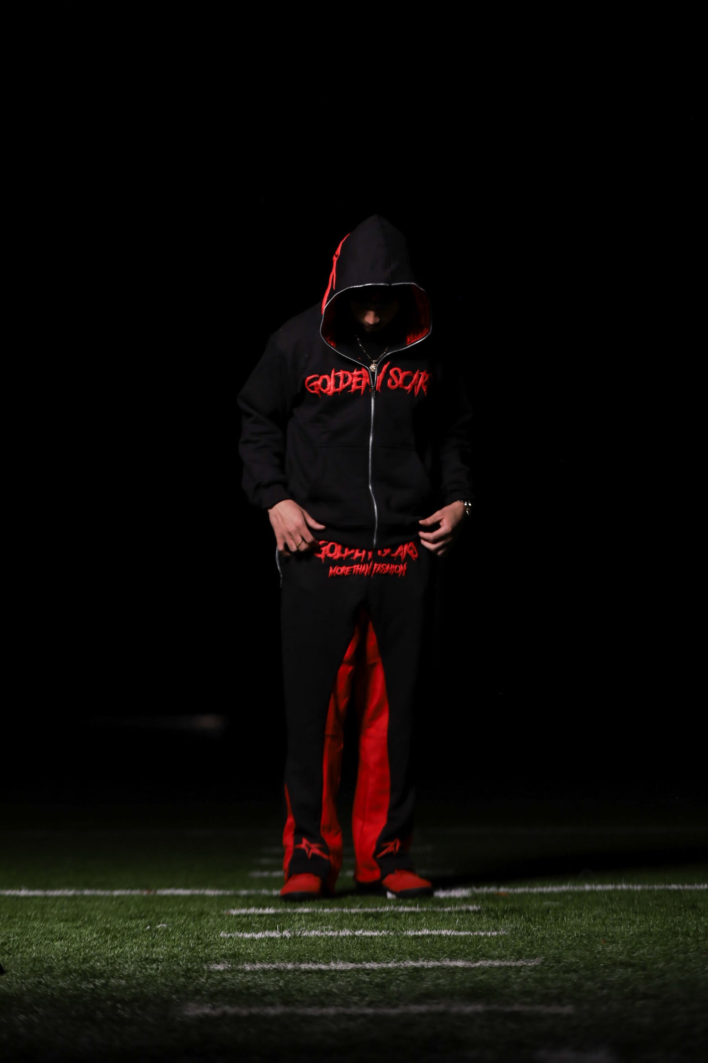 Golden Scars Red and Black Hoodie